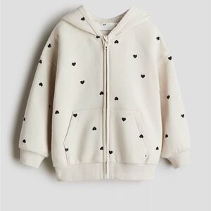 H&M Cream Hoodie with Black Heart Print